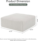 40" Square Stuffed Ottoman Pouf for Sofa Couch, Corduroy Poufs with Foam Chunk Filling, Furry & Fluffy Foot Stool Movable Ottoman. 40 * 40 Floor Poufs Foot Rest for Living Room, Beige by CozyNest Decor