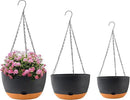 8/10/12 inch Plant Pot Hanging Planters Self Watering Pots for Indoor Plants, 3 Pack Plastic Hanging Basket with Removable Tray for Home Garden Porch Balcony Patio Decor(Black) by CozyNest Decor