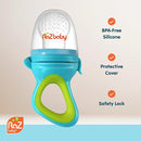 RaZbaby Baby Solids/Frozen Fruit Feeder Pacifier, Infant Teether Toy 6M+, BPA-Free, Safely Introduce Solids, Natural Teething Relief, Dishwasher Safe, Freezable – Blue & Orange 2-Pack by TinyTreasures Baby Boutique