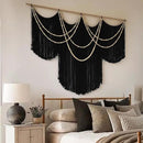 Macrame Wall Hanging Black Yarn Tapestry Home Decor Large Fiber Wall Art Living Room Bedroom Home Wall Decor 57" W x 43" L by CozyNest Decor