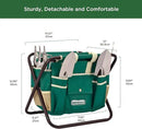 Gardening Tool Set, Stainless Steel 7-Piece Gardening Tools with Heavy-Duty Folding Stool and Detachable Canvas Tote Bag, Green and White, Ideal Gardening Gifts for Women and Men by GreenHaven Gardens