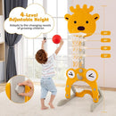 Costzon Toddler Basketball Hoop, 4-in-1 Kids Sports Activity Center with Rim, Soccer Goal, Golf, Ring Toss, Height Adjustable Kids Basketball Hoop with Fillable Base for Indoor Outdoor (Yellow Deer) by TinyTreasures Baby Boutique