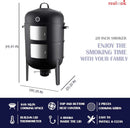 Realcook Charcoal BBQ Smoker Grill - 20 Inch Vertical Smoker for Outdoor Cooking Grilling by GreenHaven Gardens