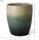 Emissary Bullet 18 in. Bayside Green Ceramic Round Planter (18 in. L x 18 in. W x 21 in. H) with Drainage Hole by CozyNest Decor