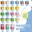 Magnetic Blocks 128 PCS Magnetic Building Blocks Cubes Gift Set for Girls and STEM Learning Preschool Learning Construction Toys by TinyTreasures Baby Boutique