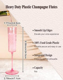 Ciaell 24 Pack Pink Plastic Champagne Flutes - Pink 6 Oz Disposable Champagne Glasses - Square Plastic Toasting Glasses for Party Birthday Anniversary Wedding by CozyNest Decor