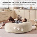 Bean Bag Chair 4Ft, Memory Foam Filled, Large Beanbag Chairs for Adults and Teens, Soft Sofa with Removable Flannel Cover, Round Couch for Living Room Bedroom College Dorm (Apricot, 4FT-47×47"×24") by CozyNest Decor