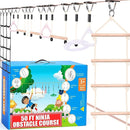 Ninja Warrior Obstacle Course for Kids – 2 x 50 ft Slacklines with 10 Weatherproof Obstacles – Monkey Net, Ratchet-Tight Technology, Supports Up to 880 lbs – Climbing & Swinging Equipment by TinyTreasures Baby Boutique
