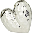 Deco 79 Porcelain Ceramic Heart Decorative Sculpture Dimensional Angled Origami Inspired Home Decor Statue, Accent Figurine 8" x 3" x 8", Silver by CozyNest Decor