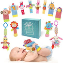 Baby Rattles & Socks - Wrist & Ankle Rattle Toys, Hanging Rattle, Activity Gift for Infants (12 B) by TinyTreasures Baby Boutique