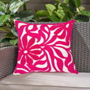 Alysheer Farmhouse Floral Leaves Embroidered Decorative Throw Pillow Cover 18x18 inches, Boho Tufted Flowers Embroidery Pattern Chic Cotton Cushion Case for Couch Bed Sofa Living Room(Bright Hot Pink) by CozyNest Decor