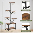 Plant Stand Indoor with Grow Lights, 60" Tall 7-Tier Metal Plant Stand with Wheels & Tree-Shaped Design for Indoor Plants, Flower Holder Display Rack for Home, Patio - Black by GreenHaven Gardens