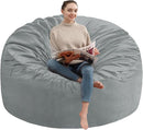 4FT Bean Bag Chair, Large Bean Bag Chairs with Memory Foam Filled, Fluffy Beanbag Sofa with Dutch Velvet Cover, Round BeanBag Chairs for Living Room, Playroom - Light Grey by TinyTreasures Baby Boutique