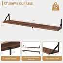Heimlove Floating Shelves for Wall, 36 Inch Long Wood Floating Bookshelf Set of 3, Wall Mounted Hanging Shelf for Bathroom Bedroom Kitchen, Walnut by CozyNest Decor
