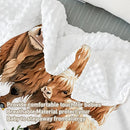Custom Name Crib Bedding Set - Flower Highland Cow Pattern, Personalized Nursery Bedding 3-Piece Set– Soft Blanket, Fitted Sheet, Changing Pad Cover – for Newborns Girls Nursery Gifts by TinyTreasures Baby Boutique