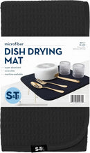S&T INC. Dish Drying Mat, 16” x 18”, Absorbent Microfiber Kitchen Counter Mat, Dish Drying Pad for Dishes, Utensils, Pots and Pans, Large, Black by CozyNest Decor