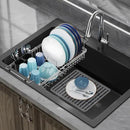 GSlife Expandable Sink Dish Drying Rack - Stainless Steel Capacity Adjustable Over The Sink Dish Rack (13.4''-20.4'') with Sink Mat and Utensil Holder, Silver by CozyNest Decor