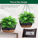 2 Pack Hanging Planters Set,10 Inch Indoor Outdoor Hanging Plant Pot Basket,Hanging Flower Pot with Drainage Hole with 3 Hooks for Garden Home… (Black Hanger Black Planters) by GreenHaven Gardens