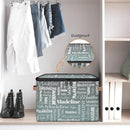 Custom Storage Basket with Name, Personalized Storage Bins with Zipper Lid, Foldable Fabric Storage Box Large capacity with Handle Gradient Grey Green by TinyTreasures Baby Boutique