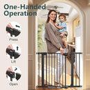 Cumbor 29.7-40.6" Baby Gate for Stairs, Baby Essential Safety Gate, Mom's Choice Awards Winner-Dog Gate for Doorways, Pressure Mounted Auto-Close Pet Gates for Dogs Indoor, Durable Child Gate, Black by TinyTreasures Baby Boutique