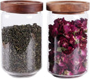 Glass Tea Canister, 25 FL OZ/ 750ml Bulk Food Storage Jar with Airtight Acacia Lid, Glass Food Container for Loose Leaf Tea, Coffee Bean(6 inch high) by CozyNest Decor