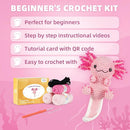 Crochet Kit for Beginners, Learn to Crochet, Include Easy Knitting Soft Yarn, Step-by-Step Video Tutorial, Hook, Holiday Birthday Gift for Adults and Kids(Happy Axolotl) by TinyTreasures Baby Boutique