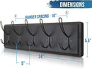HBCY Creations Black Rustic Coat Rack Wall Mount with 5 Hooks, Solid Pine Wood 24 inch Wall Hooks for Entryway, Mudroom, Hallway, Bathroom - Vintage Farmhouse Style Wall Mounted Towel Rack by CozyNest Decor