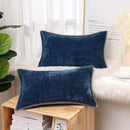 decorUhome Chenille Soft Throw Pillow Covers 12x20 Set of 2, Lumbar Velvet Farmhouse Neutral Decorative Euro Pillow Covers with Stitched Edge for Couch Sofa Bed Home Decor, Poseidon by CozyNest Decor