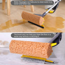 Yocada Sponge Mop Home Commercial Use Tile Floor Bathroom Garage Cleaning Total 3 Sponge Heads Squeegee and Extendable Telescopic Long Handle 42.5 to 52 Inches Easily Dry Wringing Only 3 Heads by GreenHaven Gardens