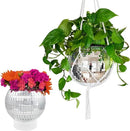 Hanging Disco Ball Planter 8" - with Acrylic Stand and Macrame Plant Hanger - Home Décor, Room Décor, Mirror Disco Planter, Disco Decor (10" with Base) by GreenHaven Gardens