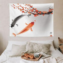 Japanese Koi Fish Tapestry, Cherry Blossoms Asian Oriental Flower Branch Koi Fish Carp Tapestries Wall Hanging for Bedroom Living Room Office Decor 40"x30" by CozyNest Decor