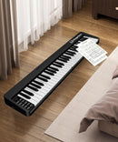 Finger Dance 61 Key Folding Piano Keyboard, Upgrand Imitation Wood Texture Keyboard Portable Piano, Bluetooth & MIDI, Foldable Keyboard Piano for Beginner - Deep Black by TinyTreasures Baby Boutique