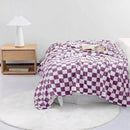 LOMAO Throw Blankets Flannel Blanket with Checkerboard Grid Pattern Soft Throw Blanket for Couch, Bed, Sofa Luxurious Warm and Cozy for All Seasons (Purple, 50"x60") by CozyNest Decor