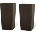 2Pcs 23in High Large Plant Pots Planter-Self-Watering,Modern Planter with Drain Holes,Water Level Monitor,Inner Bucket for Indoor/Outdoor Front Porch Patio,Brown Rattan by CozyNest Decor