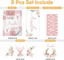 Personalized Baby Crib Bedding Set, 5 Pcs Custom Name Nursery Bedding Set, Pink Woodland Deer Baby Bedding Set for Girl, Double Layer Baby Crib Sets, Customized Gifts for Toddlers Kids Infants by TinyTreasures Baby Boutique