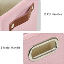 3-Pack Foldable Fabric Storage Bins with Durable PU & Metal Handles, Collapsible Storage Baskets for Shelves, Home Storage, Closet Organizers, Living Room(17"x11.8"x11.8", Pink) by CozyNest Decor