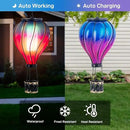 Starsoul Glass Hot Air Balloon Solar Lantern with Flickering Flame Light Blue & Purple Solar Powered Hot Air Balloon Lamp Waterproof Hanging Solar Lantern for Garden Yard Patio Porch Decor by GreenHaven Gardens