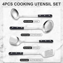 Pleafind 4-Pcs Cooking Utensils Set, Stainless Steel Kitchen Utensils, Mirror Polished Kitchen Essentials Set Include Wok Ladle, Slotted Spoon, Wok Spatula ＆Slotted Spatula, Dishwasher Safe by CozyNest Decor
