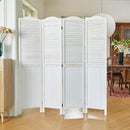 Room Partitions and Dividers, 68.9 Inch Temporary Wall with Double Hinges, Wooden Louver & MDF Stable Screens for Home Office Bedroom Coffeehouse Decoration (4 Panels, White-Washed) by CozyNest Decor