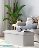 Storage Ottoman Bench, Folding Ottoman Foot Rest, End of Bed Bench,Storage Chest, for Living Room, Bedroom, Hallway, Entryway, Holds up to 700 lb (Light GREY1, 43") by CozyNest Decor