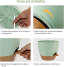 10/9/8 inch Self Watering Pots, Planter, Plant Pots with Mesh Drainage Holes for Indoor Outdoor Garden Plants, Plastic Flower Pots with Deep Reservoir for House Plants, Green with Brown by GreenHaven Gardens