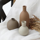 Ceramic Vase Set of 3, Vases Home Decor Rustic Farmhouse Decorative Vase Pottery Vases for Bouquet Pampas Grass Dried Fresh Flowers, Table Living Room Kitchen Bedroom Bathroom - Brown by CozyNest Decor