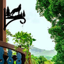 Peacoblue Iron Plant Hangers Hooks for Outdoor Indoor Hanging Plant Flower Fern Pots Lantern Bird Feeder,12"x15" Weather Resistant Metal Wall Holder for Porch Garden Farmhouse(Howling Wolf and Forest) by GreenHaven Gardens