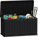 JUMMICO 90 Gallon Waterproof Resin Deck Box, Double Wall Outdoor Storage Box with Lockable Lid for Garden Tools, Patio Cushions, Pools (Black) by CozyNest Decor