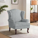Accent Chair, High Back Upholstered Armchair with High Resilience Sponge & Wood Legs, Mid-Century Modern Comfy Single Sofa Reading Chairs for Living Room, Bedroom (Stripe Grey, Set of 1) by CozyNest Decor