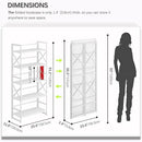 4NM 5 Tiers No Assembly Book Shelves, 51.2" H Folding Bookshelf Bookcase Open Industrial Foldable Shelves for Bedroom, Living Room, Home Office - All White by CozyNest Decor