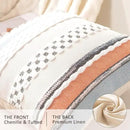 Boho Throw Pillow Covers 18x18 Set of 2 Farmhouse Decorative Cushion Case Striped Square Pillows Cover Chenille Pillow Cases Accent Neutral Pillowcase for Sofa Couch Bed,Orange-Blue by CozyNest Decor