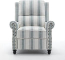 UIXE Pushback Recliner Chair, Fabric Armchair Push Back Accent Chair for Living Room, Rivet Trim Club Arm Chair Overstuffed Home Theater Single Sofa Bedroom Reading Seat with Footrest - Stripe Blue by CozyNest Decor