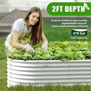 A ANLEOLIFE 8X4X2 ft Galvanized Raised Garden Beds Outdoor, Oval Large Metal Deep Root Planter Box for Planting Vegetables Flowers Herb, Anti-Rust & Easy-Setup, Antique White by GreenHaven Gardens