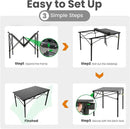 Portable Outdoor Camping Table Large for 2-6 Person - Foldable Camp Table with Aluminum Roll-Up Top & Carry Bag for BBQ, Tailgating, Backyard, 220 Lbs Capacity, Stable & Sturdy (Black) by GreenHaven Gardens